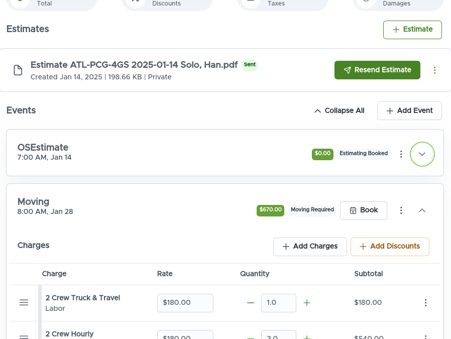 How to create an estimate in Move Right